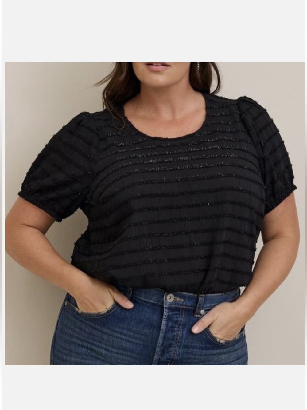 Torrid Abbey Lurex Chiffon Puff Short Sleeve Blouse Plus Size 5x